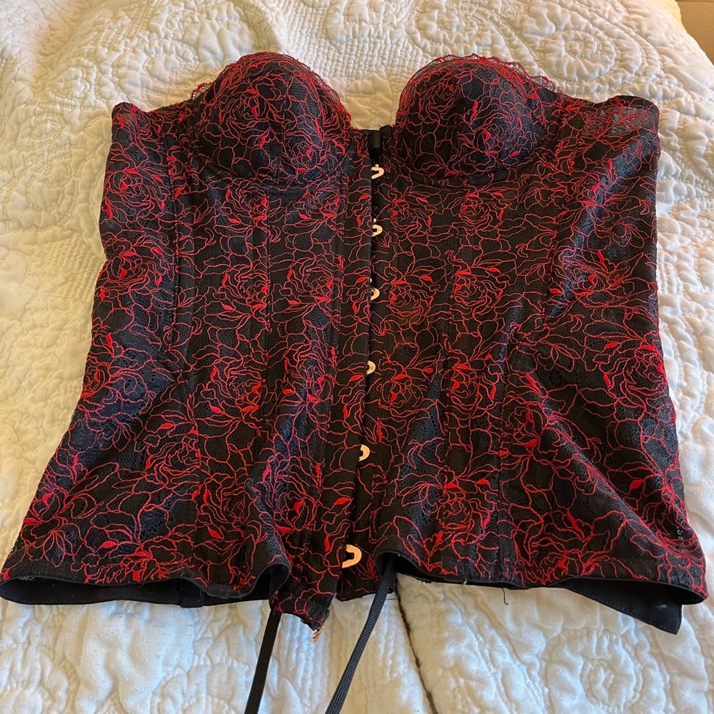 Savage X Fenty red lace corset